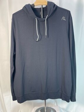 Rhoback Black Performance Hooded Long-Sleeve Pullover. Soft & comfortable.